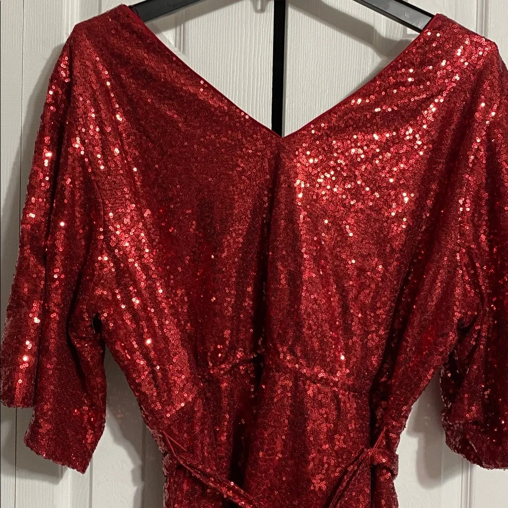 BOLD elements red sequin blouse top shirt size 2X - Picture 5 of 9